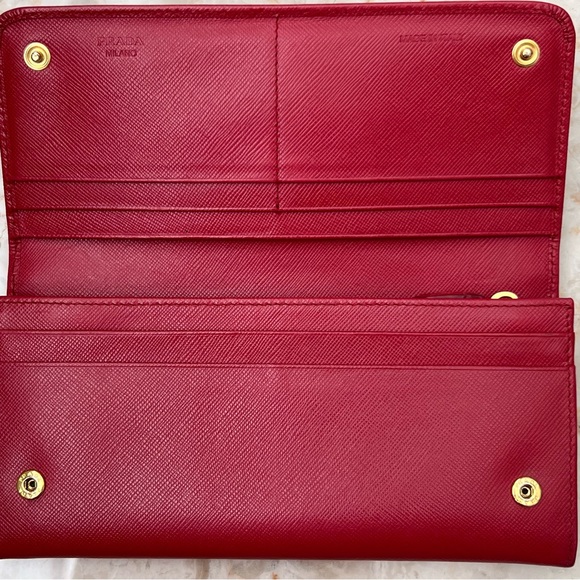 PRADA Saffiano Leather Continental Wallet in Fuoco Red - Picture 14 of 16